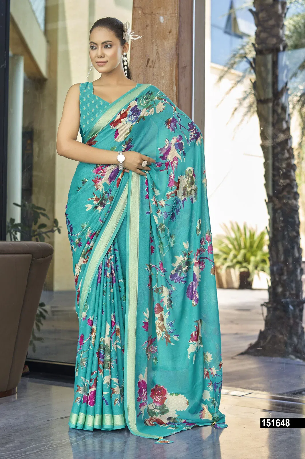 Shridha Vol 9 By Vallabhi Moss Georgette Floral Printed Saree Orders In India